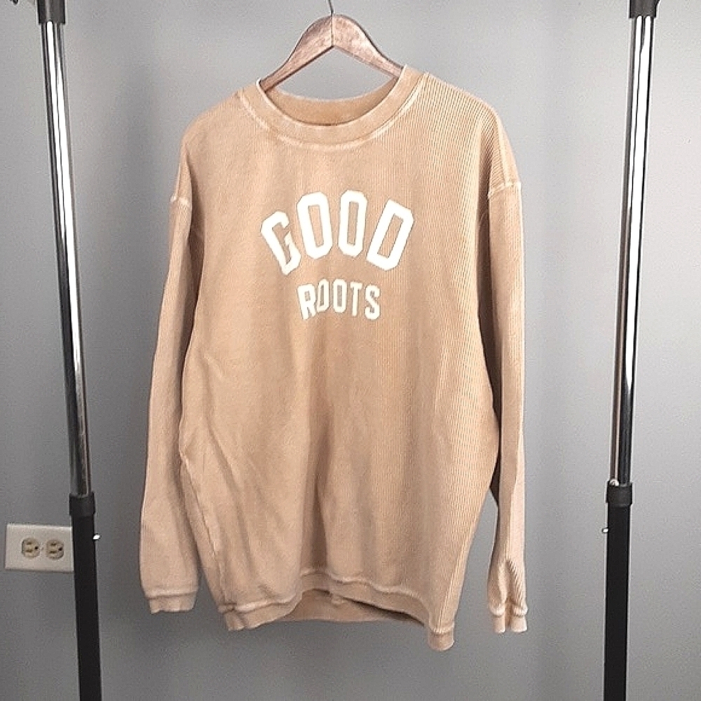 Good Roots Tan Cotton Waffle Long Sleeve Crew Neck Shirt